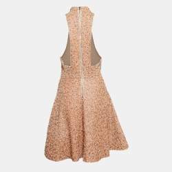 Pre Owned Alice + Olivia Dusty Pink Beads and Crystal Embellished Sleeveless Mini Dress M