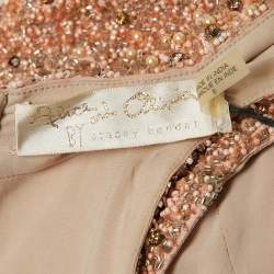 Pre Owned Alice + Olivia Dusty Pink Beads and Crystal Embellished Sleeveless Mini Dress M