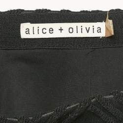 Pre Owned Alice + Olivia Black Textured Crepe Skater Mini Skirt XS