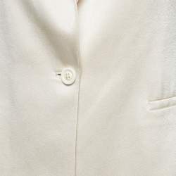 Alice + Olivia Cream Satin Gathered Sleeve Blazer M
