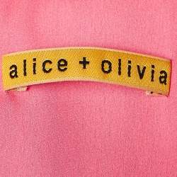 Alice + Olivia Pink Plisse Crepe Sleeveless Midi Dress M