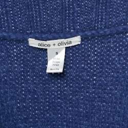 Pre Owned Alice + Olivia Blue Wool Knit Short Sleeve Sweater Coat S
