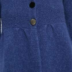 Pre Owned Alice + Olivia Blue Wool Knit Short Sleeve Sweater Coat S