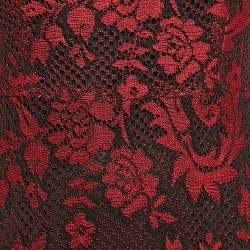 Pre Owned Alice + Olivia Red/Black Floral Patterned Knit Sleeveless Maxi Dress M