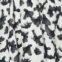 Pre Owned Alice + Olivia White/Black Floral Embroidered Skirt M