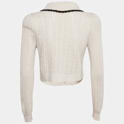Alice + Olivia Ivory Wool Crochet Knit Goldie Button Front Cardigan S