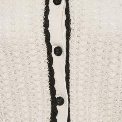 Alice + Olivia Ivory Wool Crochet Knit Goldie Button Front Cardigan S