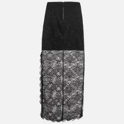 Pre Owned Alice + Olivia Black Floral Lace Iyanna Maxi Skirt M
