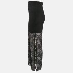 Pre Owned Alice + Olivia Black Floral Lace Iyanna Maxi Skirt M