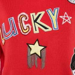 Alice + Olivia Red Wool Applique Detail Gleeson Jumper L
