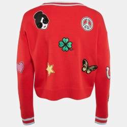Alice + Olivia Red Wool Applique Detail Gleeson Jumper L