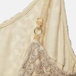 Alice + Olivia Light Gold Crochet Knit Midi Dress S