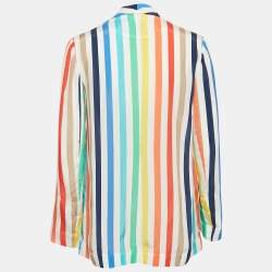 Alice + Olivia Multicolor Kylie Rainbow Stripe Cupro Shawl Collar Jacket XS