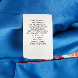 Alice + Olivia Blue/Multicolor Daffodil Scarf Print Linen Blend Macey Blazer S