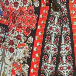 Alice + Olivia Blue/Multicolor Daffodil Scarf Print Linen Blend Macey Blazer S