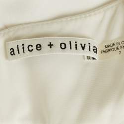 Pre Owned Alice + Olivia White Crepe Cowl-Neck High-Low Adrina Dress S