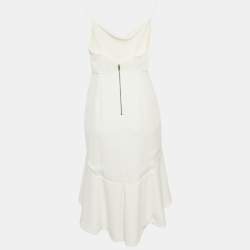 Pre Owned Alice + Olivia White Crepe Cowl-Neck High-Low Adrina Dress S