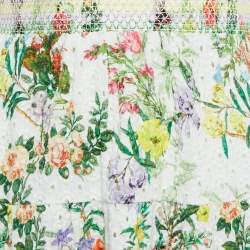 Pre Owned Alice + Olivia Multicolor Schiffli Smoked Flounce Mini Dress S