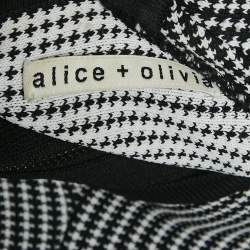 Alice + Olivia Black/White Patterned Stretch Knit Flared Mini Dress S