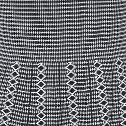Alice + Olivia Black/White Patterned Stretch Knit Flared Mini Dress S
