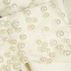 Alice + Olivia White Beads Embroidered Tulle Flared Mini Dress L