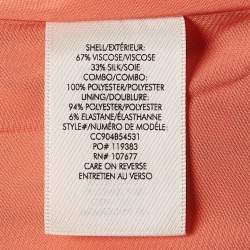 Alice + Olivia Orange Floral Print Chiffon Halter Neck Maxi Dress M