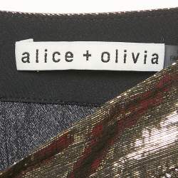 Alice + Olivia Metallic Lamé Silk Plisse Maxi Skirt S