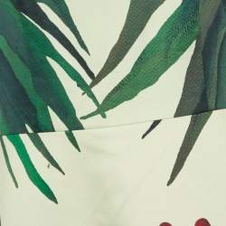 Pre Owned Alice + Olivia Green Floral Print Cotton Fit and Flare Midi Dress L