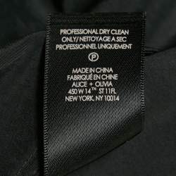 Pre Owned Alice + Olivia Black Floral Print Silk-Taffeta Saori Gathered Gown M