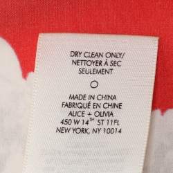 Alice + Olivia Red/White Floral Print Silk Top M