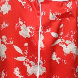 Alice + Olivia Red/White Floral Print Silk Top M