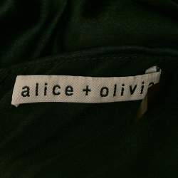 Alice + Olivia Black Silk Satin Ruched Puff Sleeve Katrice Top S