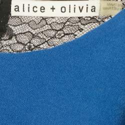 Pre Owned Alice + Olivia Blue Lace Trim Crepe Mini Dress M