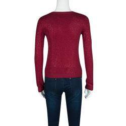 Alice + Olivia Red Knit Hot Fix Crystal Embellished Cropped Sweater XS