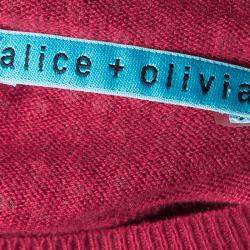 Alice + Olivia Red Knit Hot Fix Crystal Embellished Cropped Sweater XS