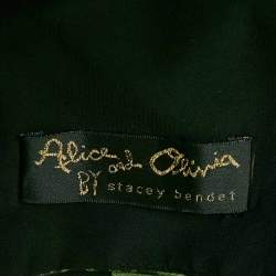Alice + Olivia Black/Green Rose Jacquard Crop Top S