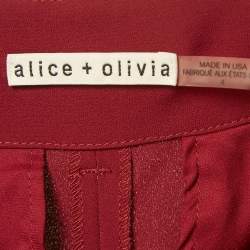 Pre Owned Alice + Olivia Burgundy Chiffon Flared Trousers M