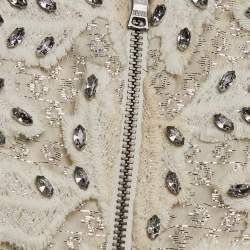 Alice + Olivia White Studded Lurex Lace Sleeveless Mini Dress M