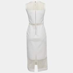 Alice + Olivia White Mesh and Crepe Sleeveless Sheath Dress M