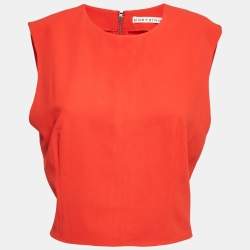 Alice + Olivia Orange Crepe Sleeveless Blouse L