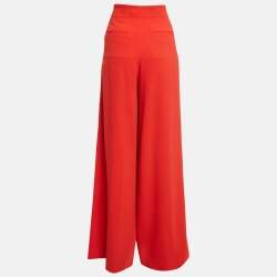 Alice + Olivia Red Crepe Wide Leg Pants M