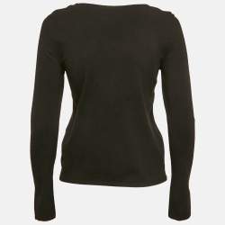 Alice + Olivia Black Intarsia Legs Jersey Long Sleeve Sweater M