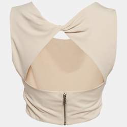 Alice + Olivia Air Beige Stretch Crepe Back Open Crop Top M