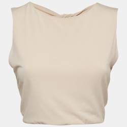 Alice + Olivia Air Beige Stretch Crepe Back Open Crop Top M