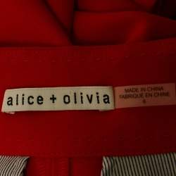 Alice + Olivia Red Crepe Long Vest and Flared Trousers M