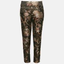 Alice + Olivia Black Floral Jacquard Trousers S
