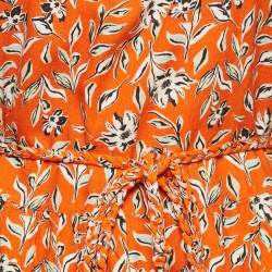 Alice + Olivia Orange Lilian Floral Linen Blend Belted Mini Dress S