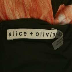 Pre Owned Alice + Olivia Black Tulip Print Jersey Sleeveless Maxi Dress L