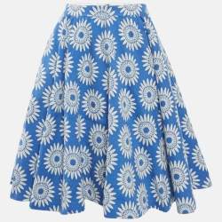 Alice + Olivia Blue Floral Jacquard Flared Mini Skirt S