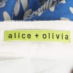 Pre Owned Alice + Olivia Blue Floral Jacquard Flared Mini Skirt S